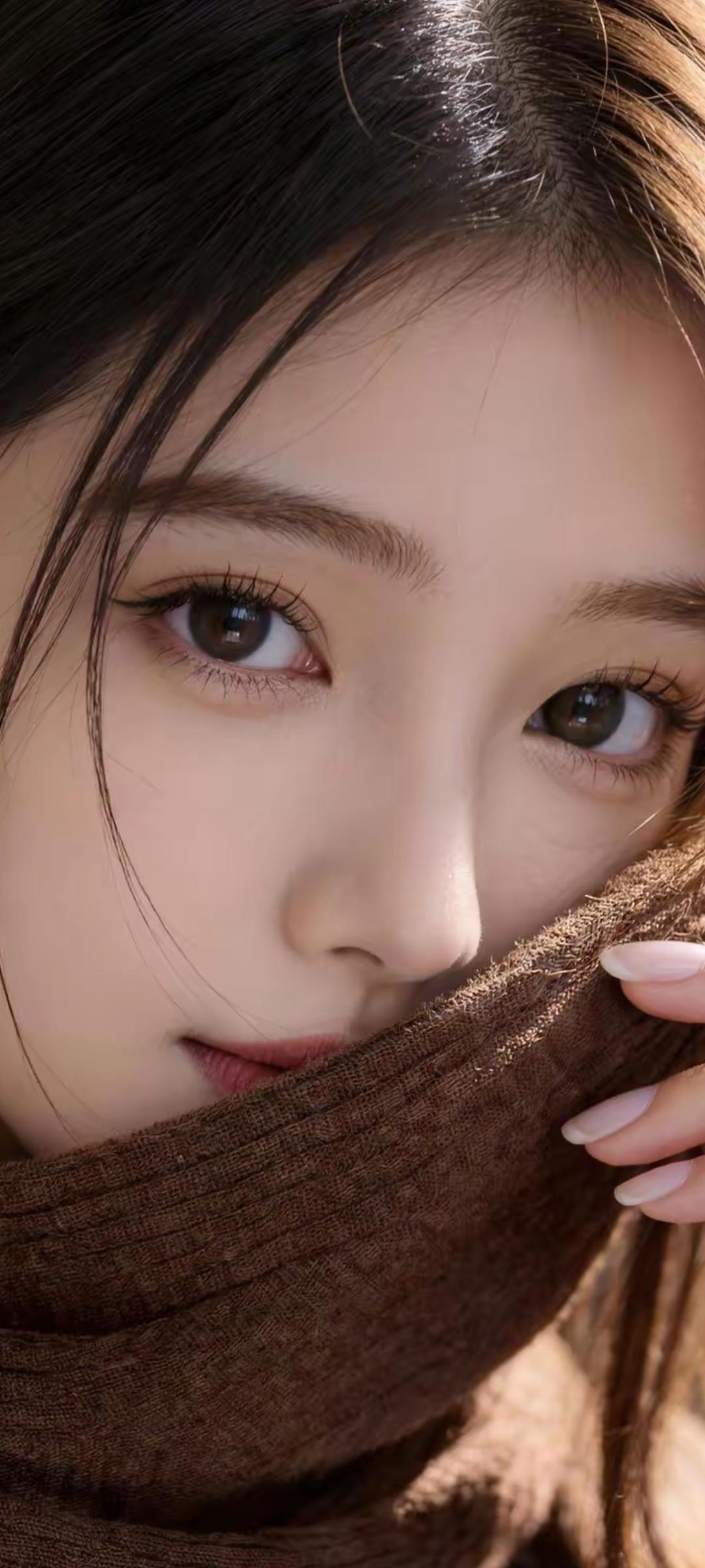 温柔眼眸，暖阳下的迷人少女