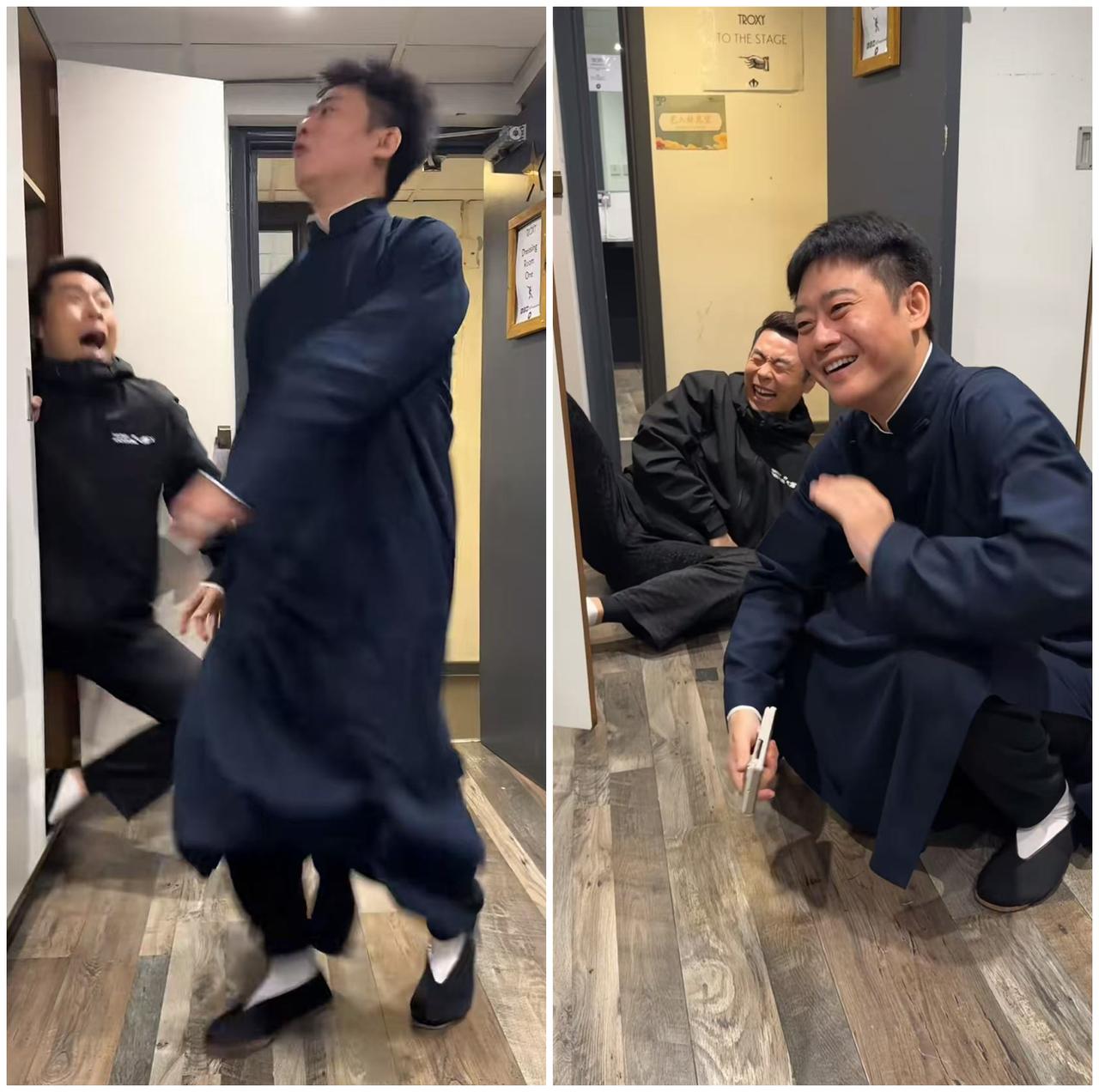 张九南后台整活把栾云平吓出残影，副总紧张到爆粗口，属实被狗子给吓到了！德云社曹鹤