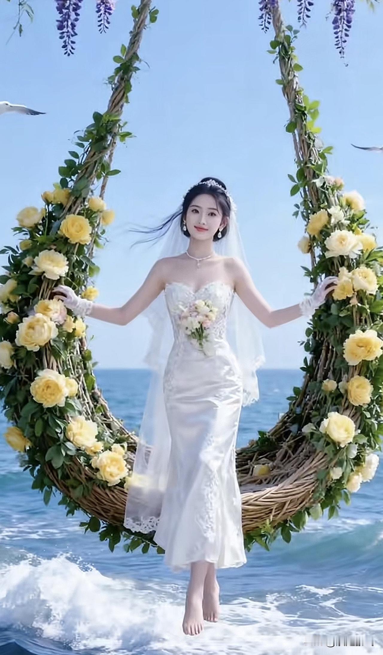 海上花篮映，人间仙子行。海上风景照古典仙子图花漾仙景照古典仙子图花漾仙景