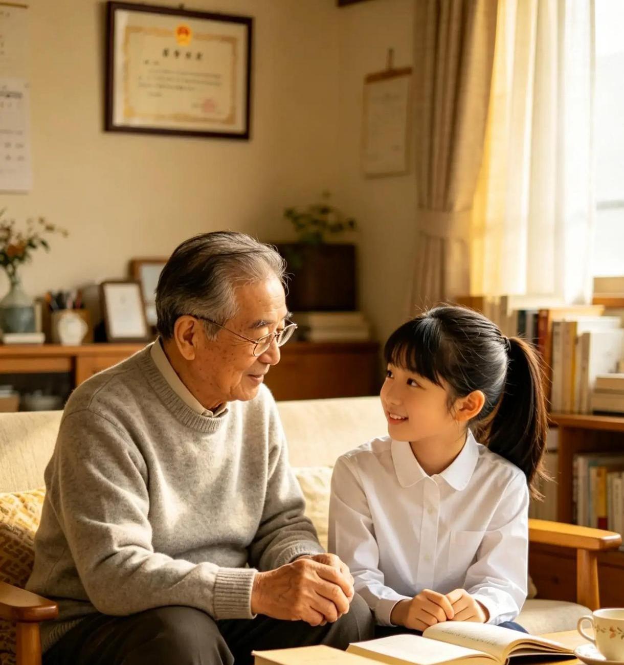 湖南宁乡。退休老校长彭选勋去朋友家串门，撞见厨房里一个瘦弱女孩正蹲着刷锅，袖口短