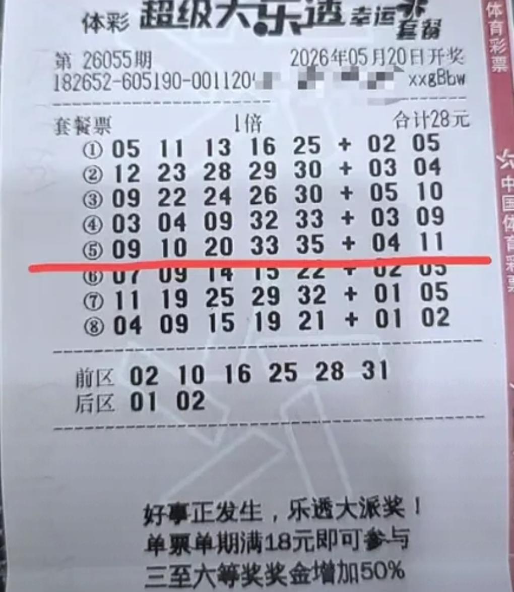 惊喜大奖如约出炉，千元成本不到的28元复式票，爆出重磅好运！彩友所选第五注号码全