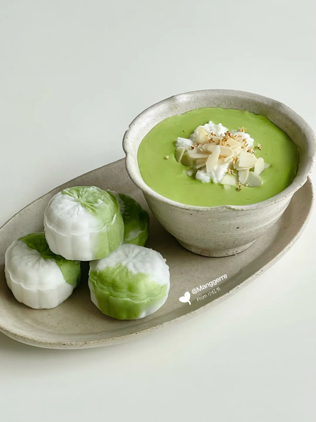 中式甜品｜抹茶牛奶米布🍵➕抹茶奶酪冰皮月饼