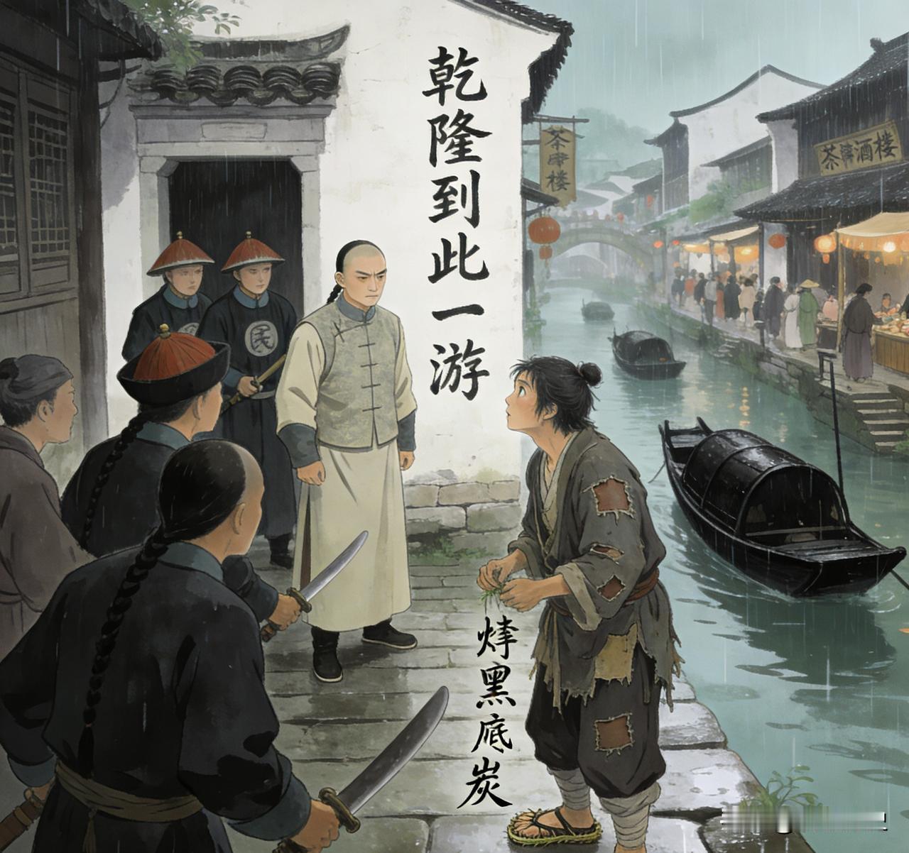 乾隆下江南在苏州，见一乞丐在墙上写“乾隆到此一游”。乾隆大怒：“你竟敢冒充朕？