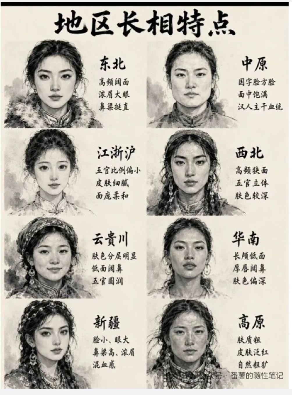 一张图看遍中国各地长相特色，老祖宗刻在DNA里的颜值密码？你长着哪里人的脸？