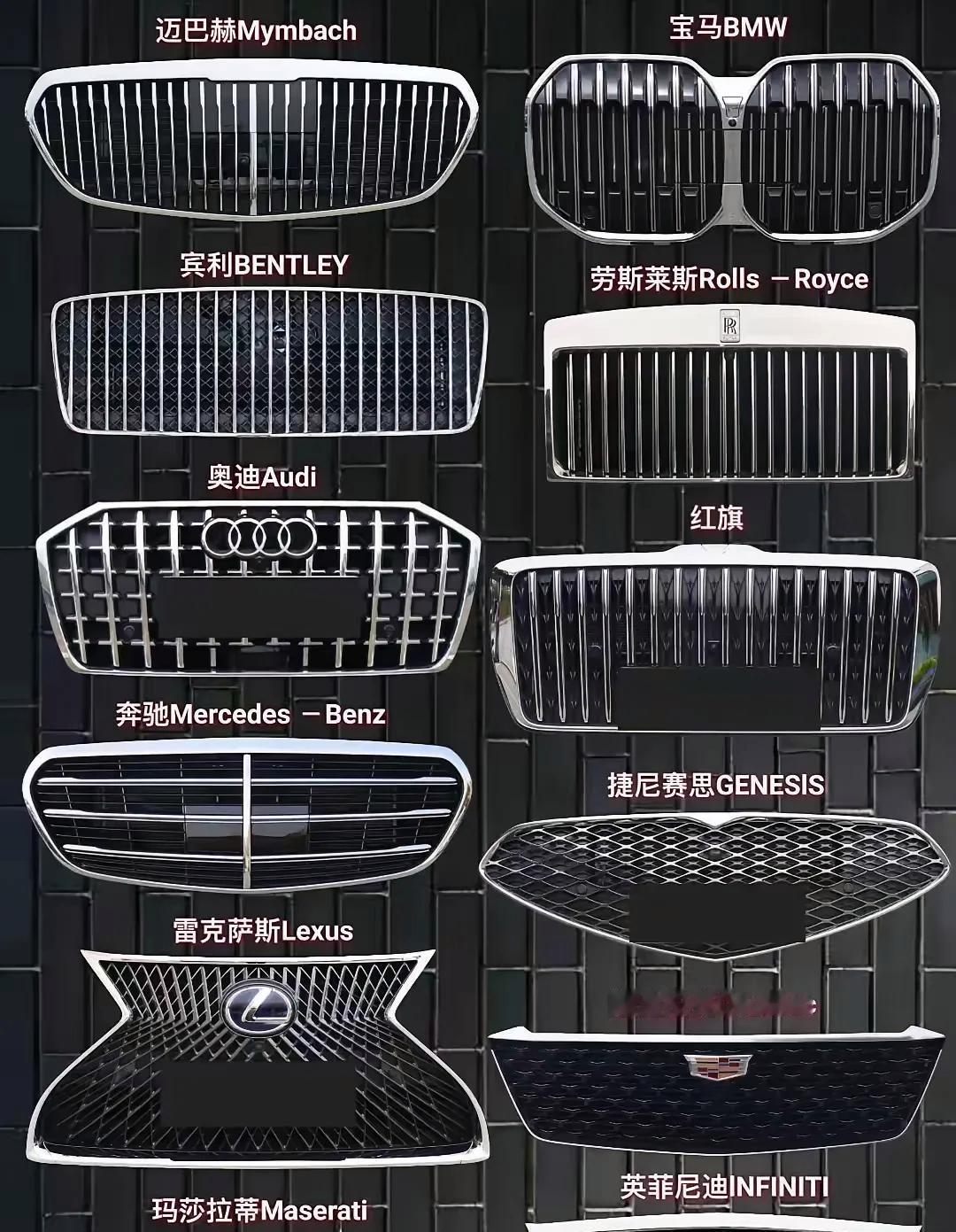 汽车格栅，你最喜欢哪个？[呲牙笑]1.说实话漂亮国的车，虽然费油且容易坏但