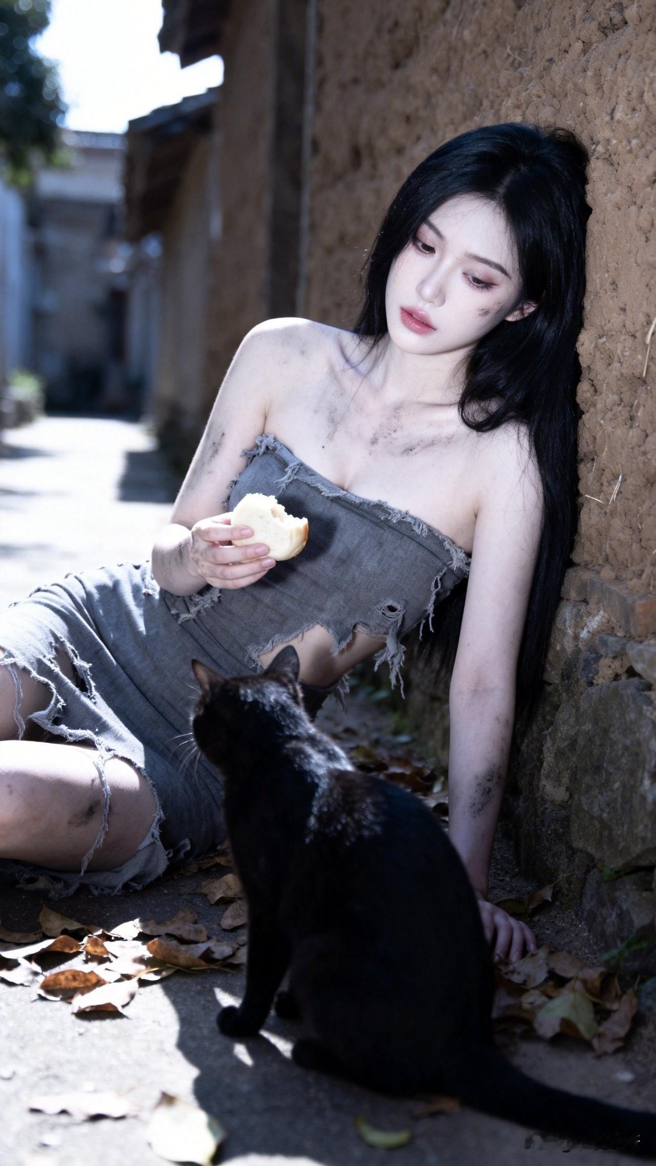 第九集：清晨的阳光透过，一人一猫一馒头，一枝一叶一凋零🥀……是烟火气，也是生活