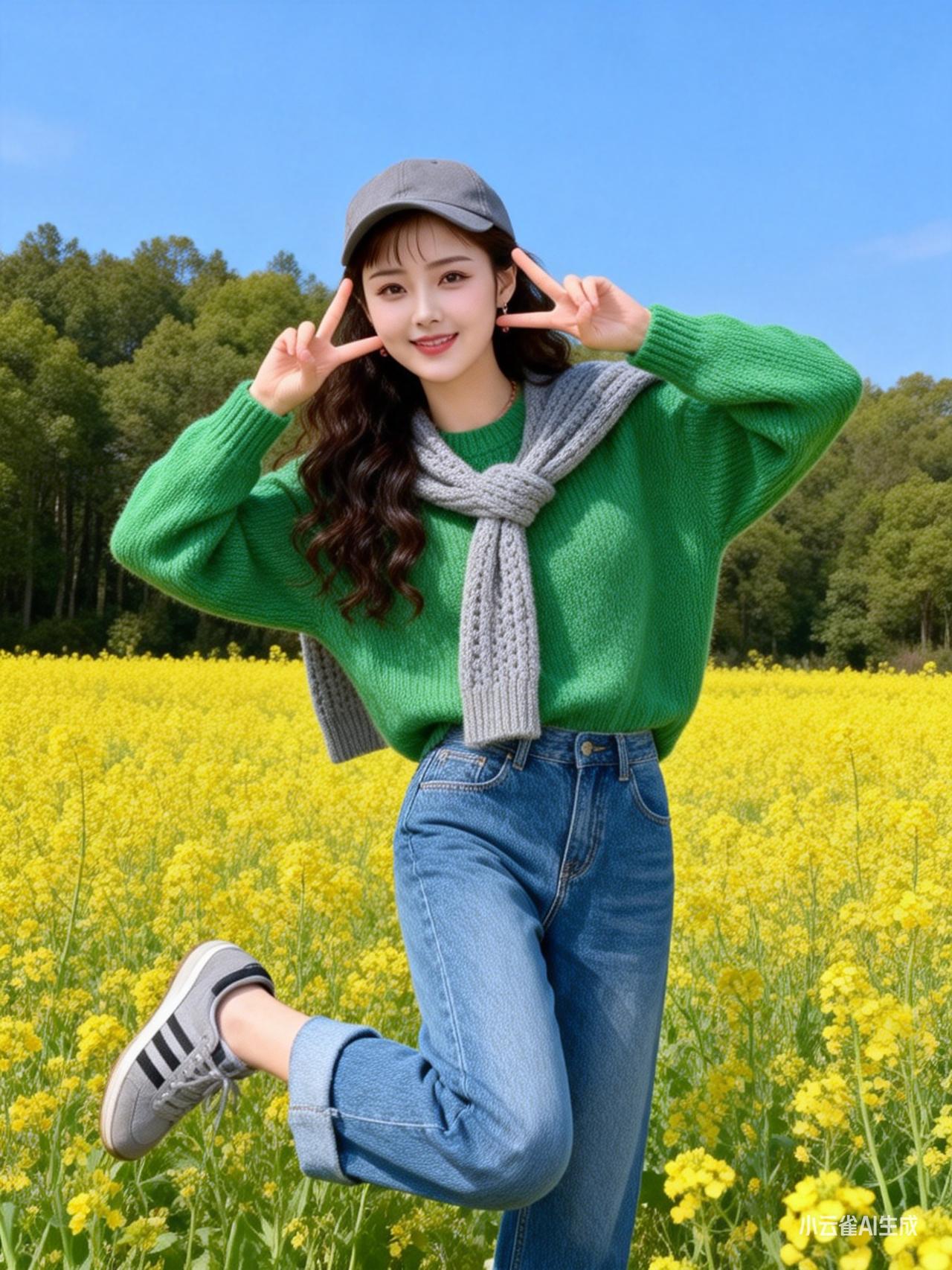 花间少女笑，春日意无边。