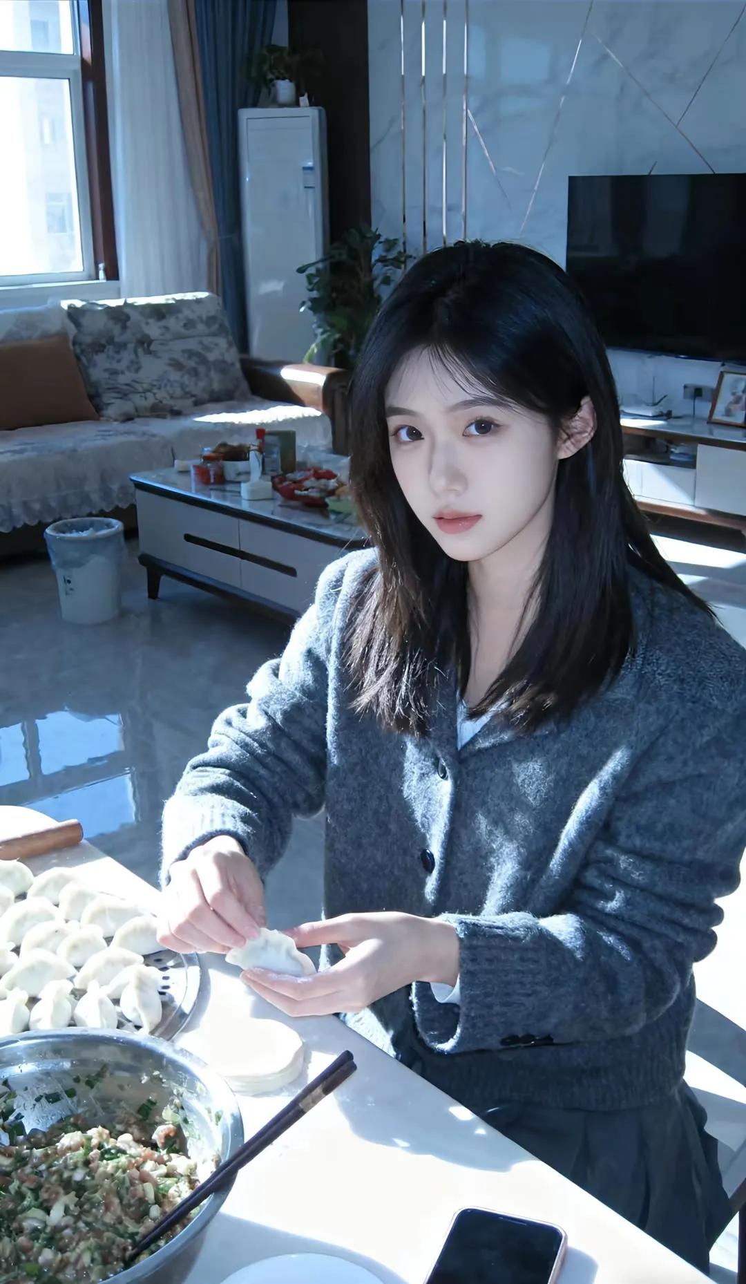 家常饺子DIY，美味健康，自己动手更放心！街拍高清美女