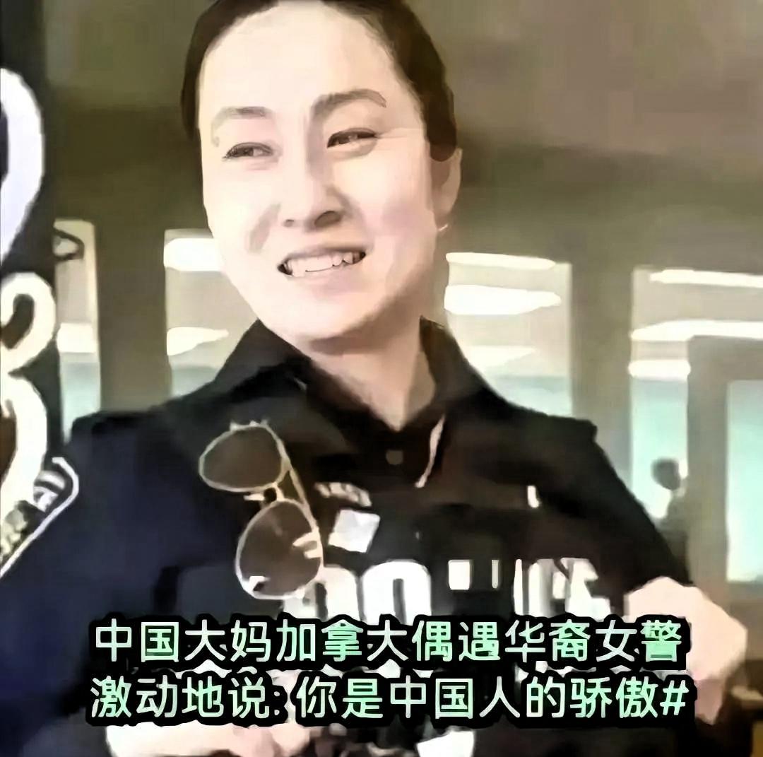 中国大妈去加拿大旅行，看到了一位华裔女警，大妈看到华裔感觉很亲切，就主动上去搭讪