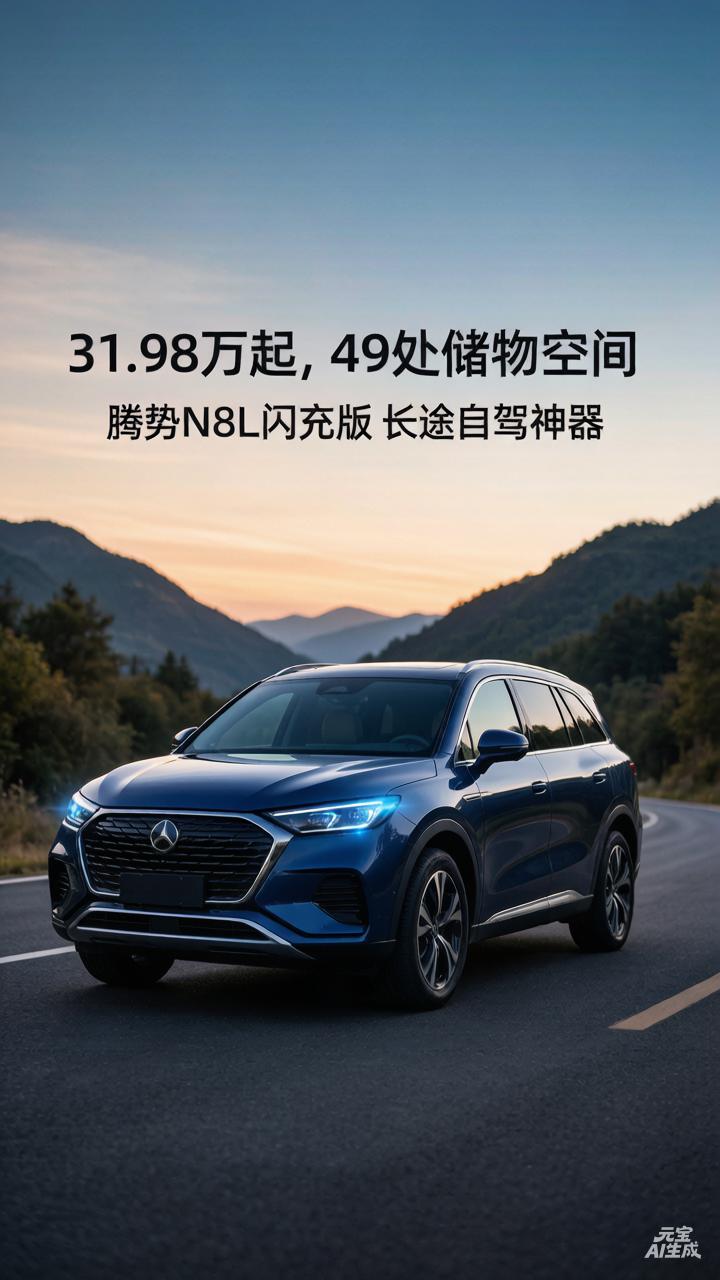 31.98万起，49处储物空间，腾势N8L闪充版长途自驾神器很多人选家用S