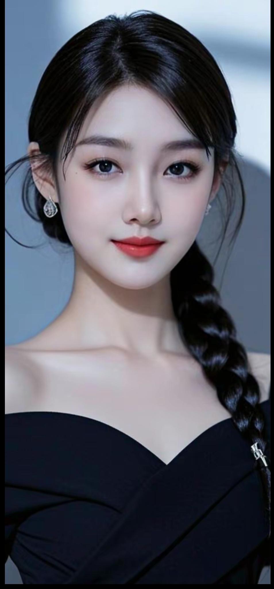 优雅黑裙少女，甜美笑容动人。高雅气质美女美女人像群