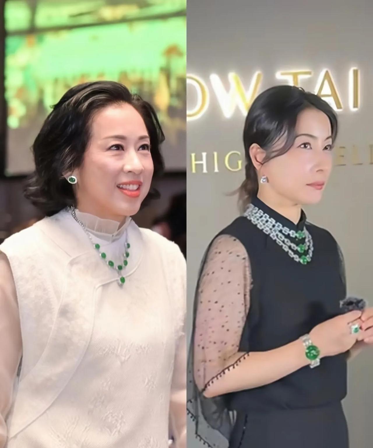 郭晶晶戴上珠宝，跟婆婆朱玲玲越来越像了，但婆婆的气场更强大，更漂亮。而郭晶晶看起