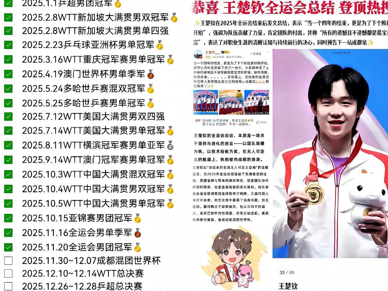 王楚钦不愧是北大研究生，这实力跟荣誉真是配得上配满的！他真是情商、智商、球