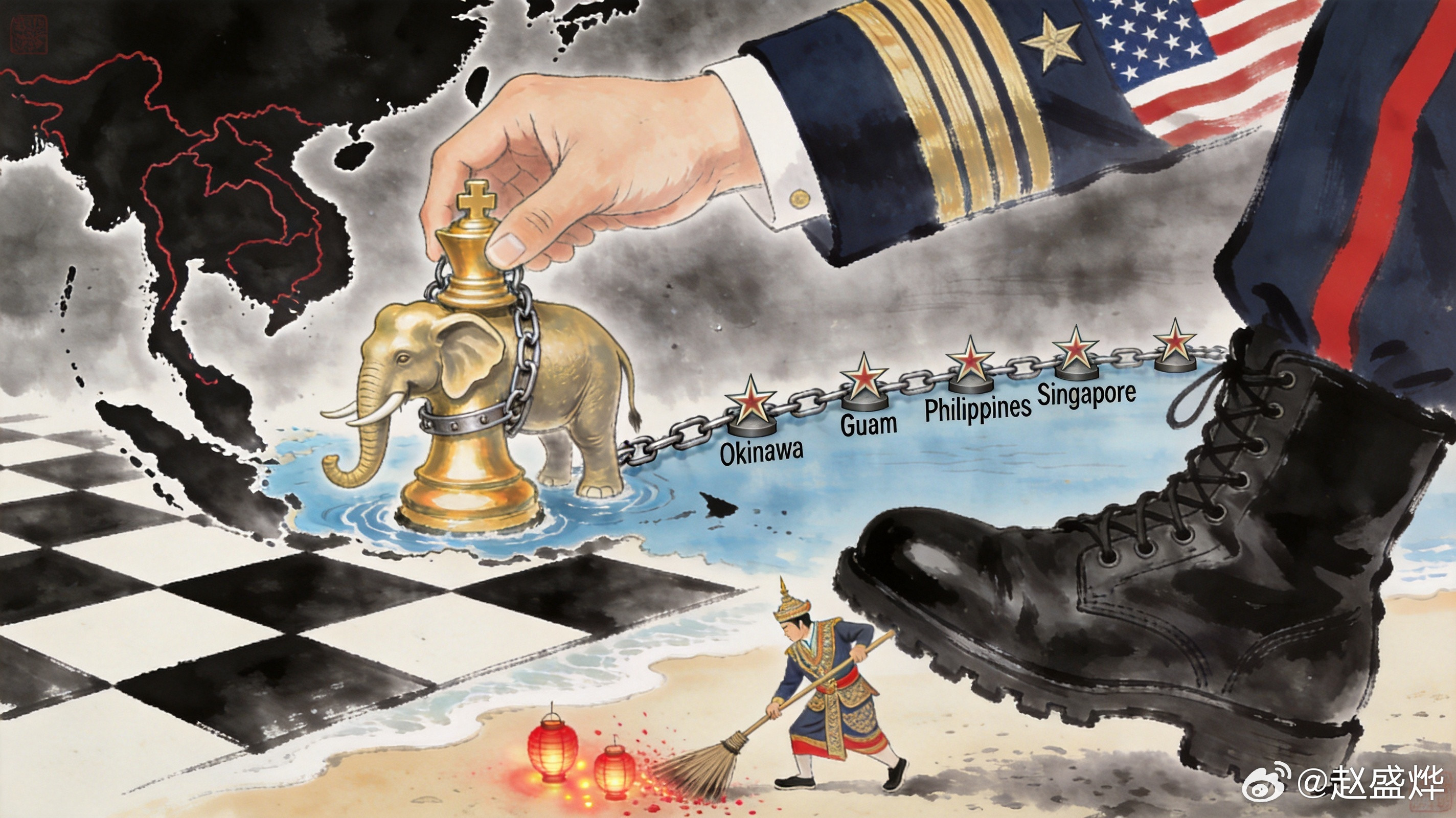我注意到一个挺拧巴的画面：同一个地点，泰国芭提雅在“提前扫黄”，然后五千美军登陆