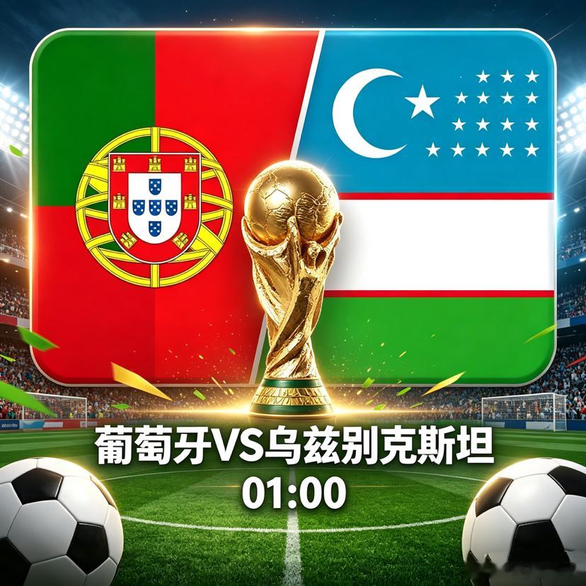 美加墨世界杯生死战在即，葡萄牙全力冲击胜利⏰时间：01:00葡萄牙VS乌兹别克