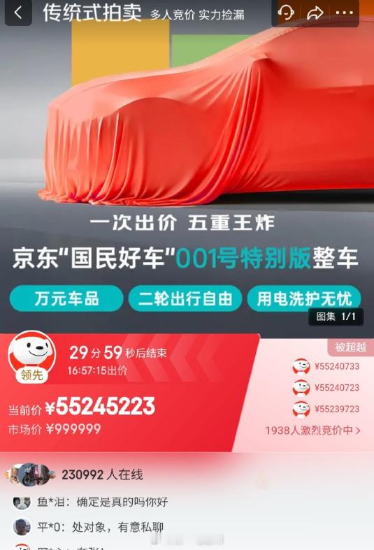 大家都好富有。。。。出价到5500+万，我以为是5500。。。。京东双十一推出国