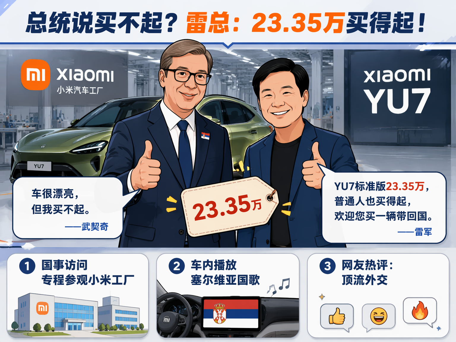 总统“买不起”小米车？雷军一句话化解尴尬