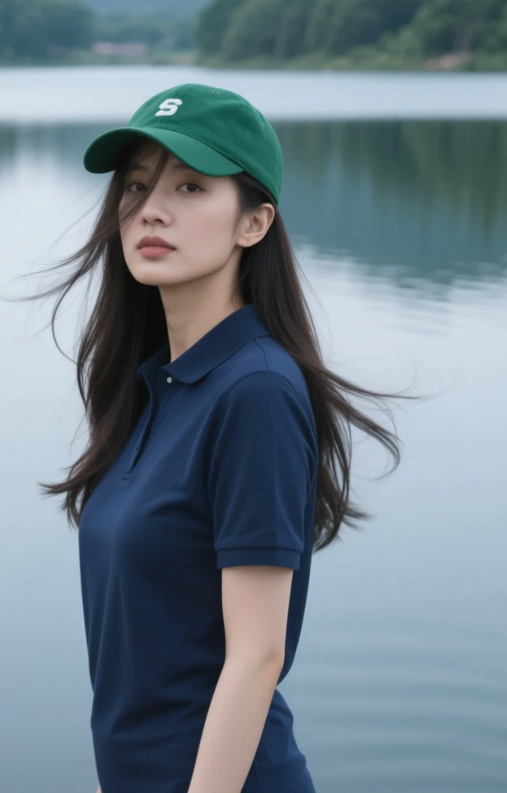 风一吹，发丝遮住半张脸，却遮不住她的美