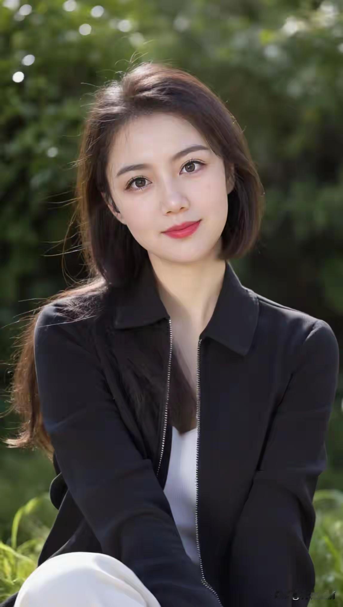 阳光下的温柔微笑，黑发白衣，自然清新