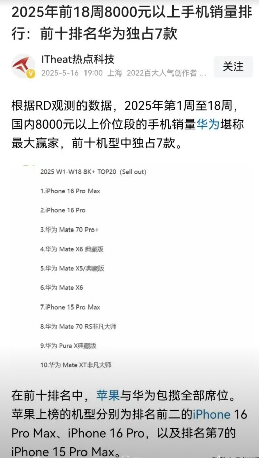 华为屠榜！这就是大家对华为高端机的市场认可度！！！
