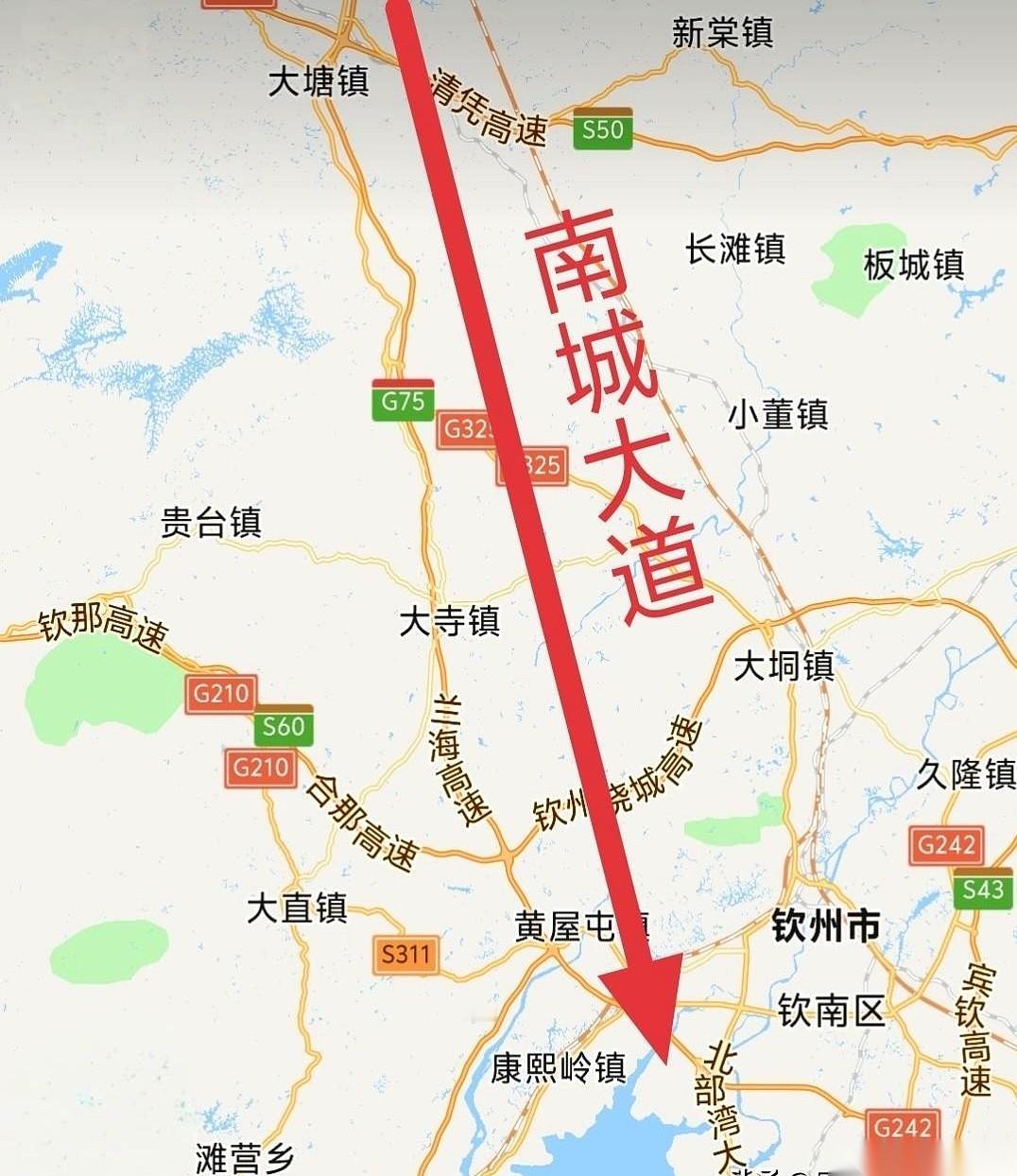 最近，一条关于南宁向南直通钦州、防城港的“南城大道”民间构想，在规划讨论圈里火了