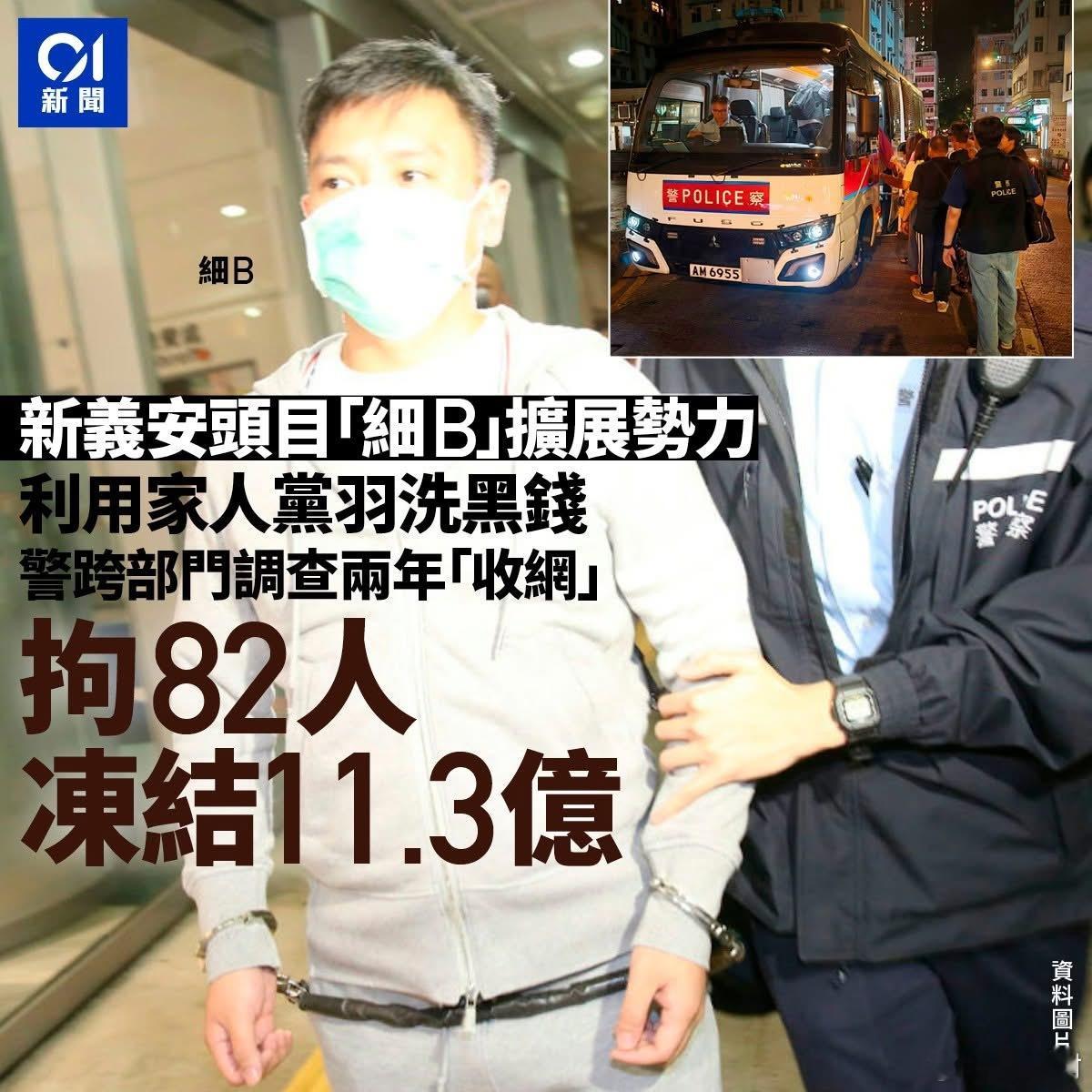 「伏箭」行动｜香港警方反三合会行动拘82人　包括洗黑钱集团首脑机动部队香
