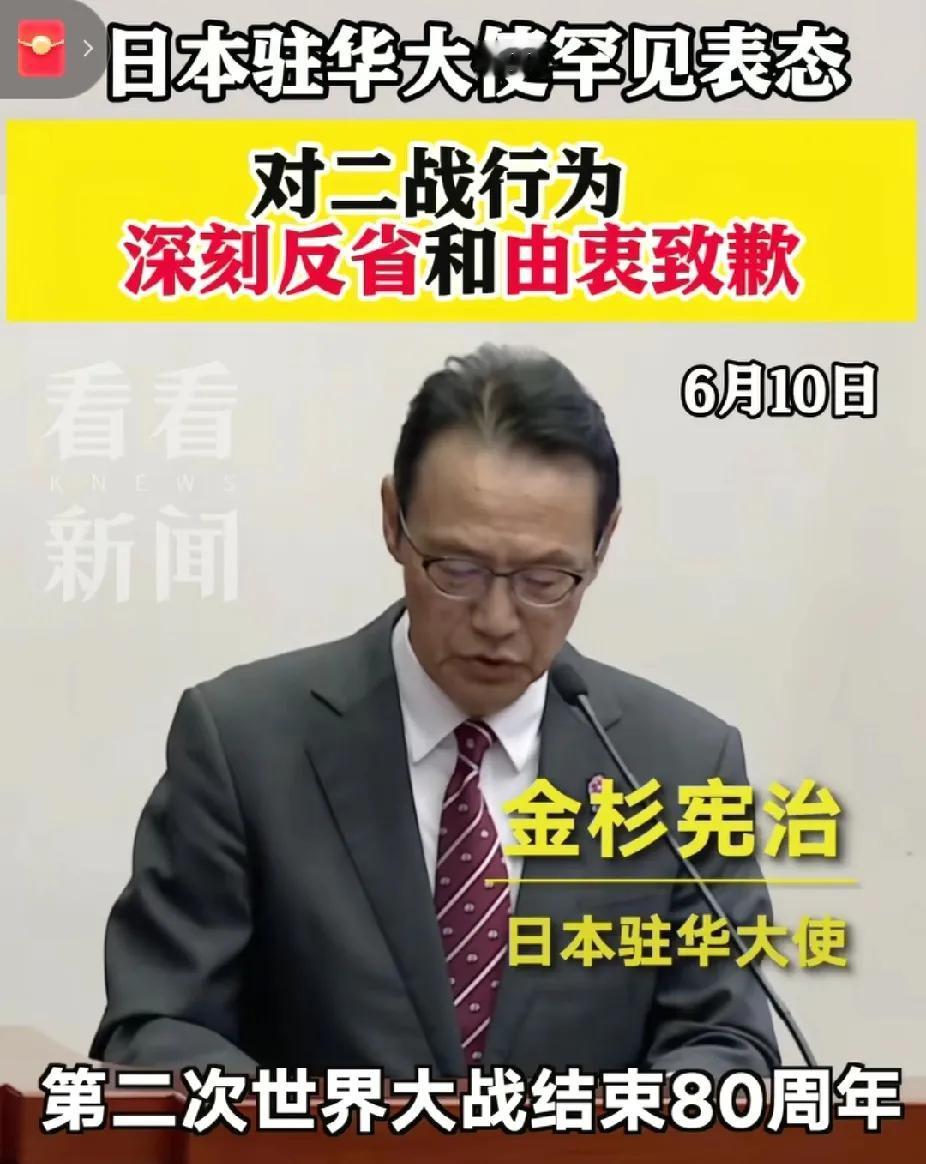 日本驻华大使金杉宪治终于提到了全体中国人关心的问题：日本什么时候就历史问题向我们