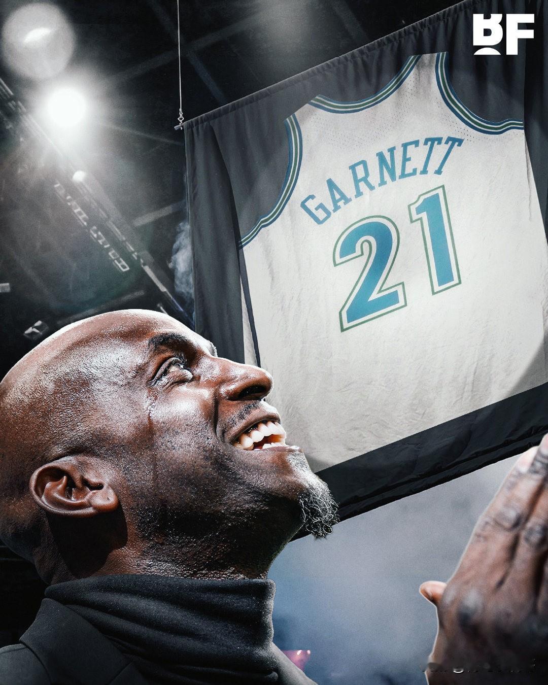 圆满了！！！森林狼已经有计划退役加内特21号球衣！根据记者Shams最新消息