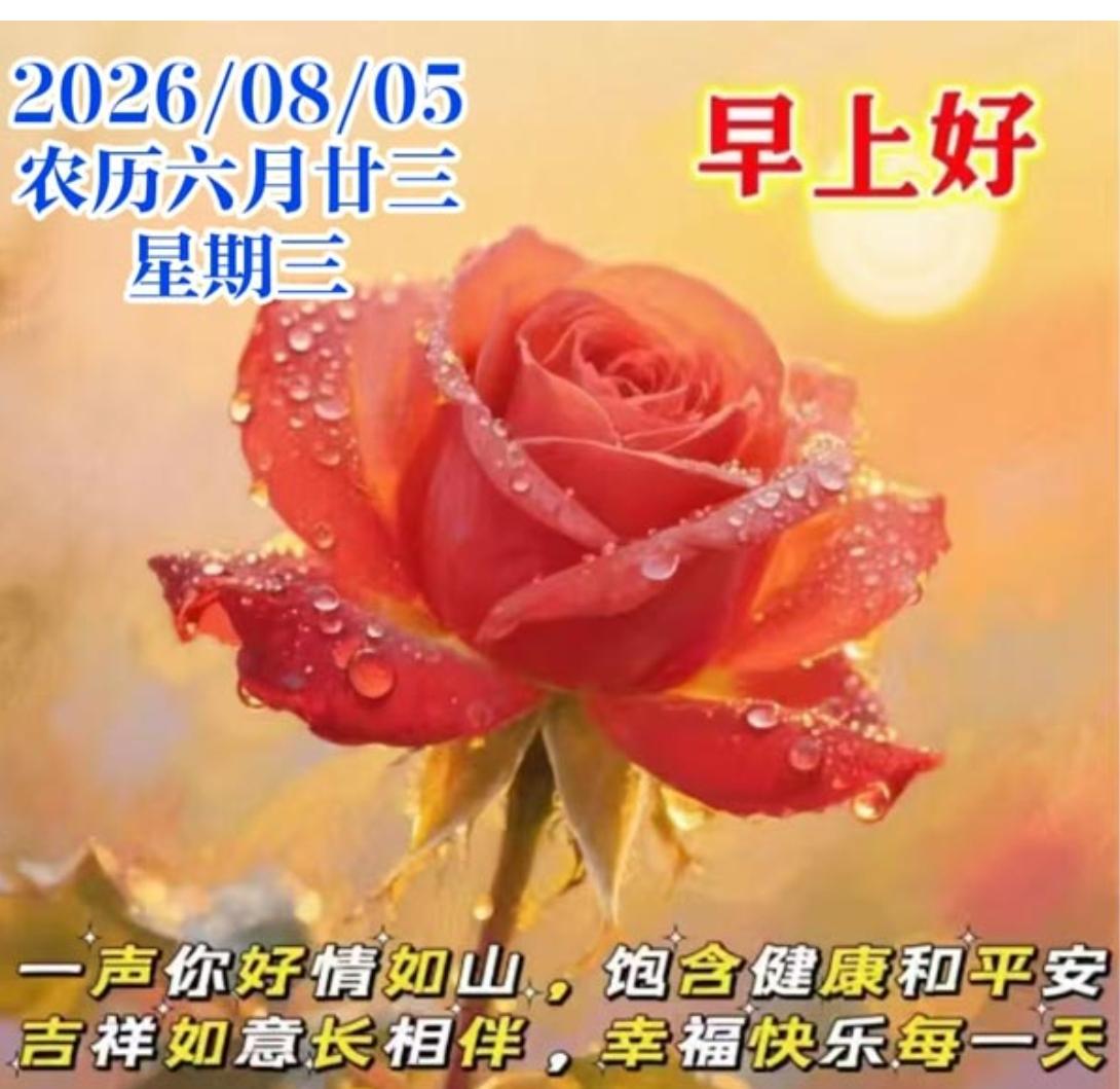 周三清晨送清凉，夏日快乐在心中；没有华丽的言语，只有真诚的祝福；祝平安健