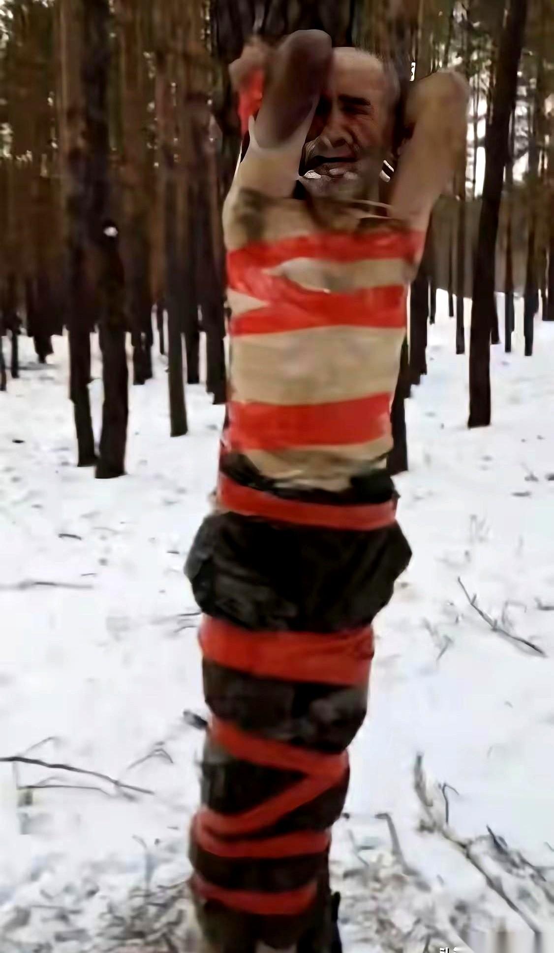 刷到这张图，我后背的汗毛一下就立起来了。零下多少度啊这是？天寒地冻的，就这么给