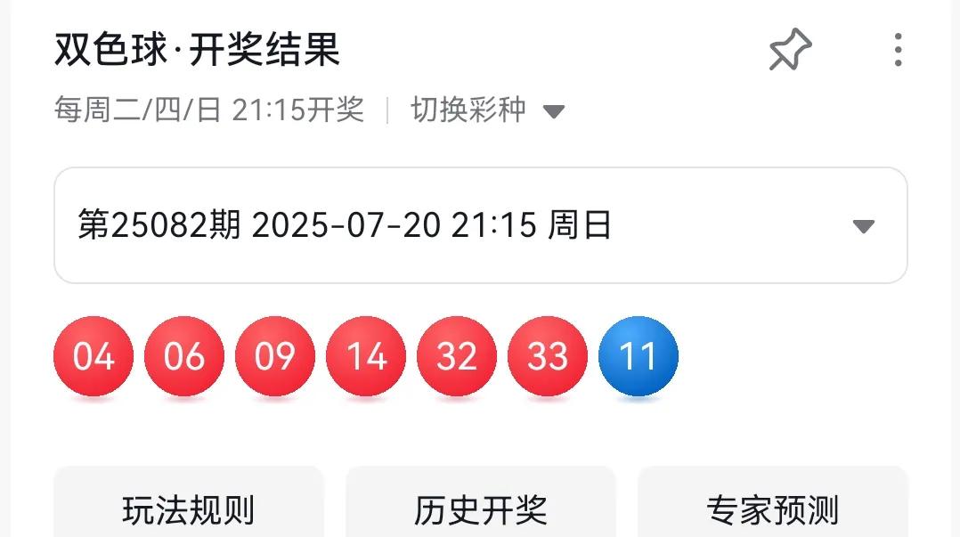 哈哈，除了蓝球失误，预测基本全对今天红球开出040609143233