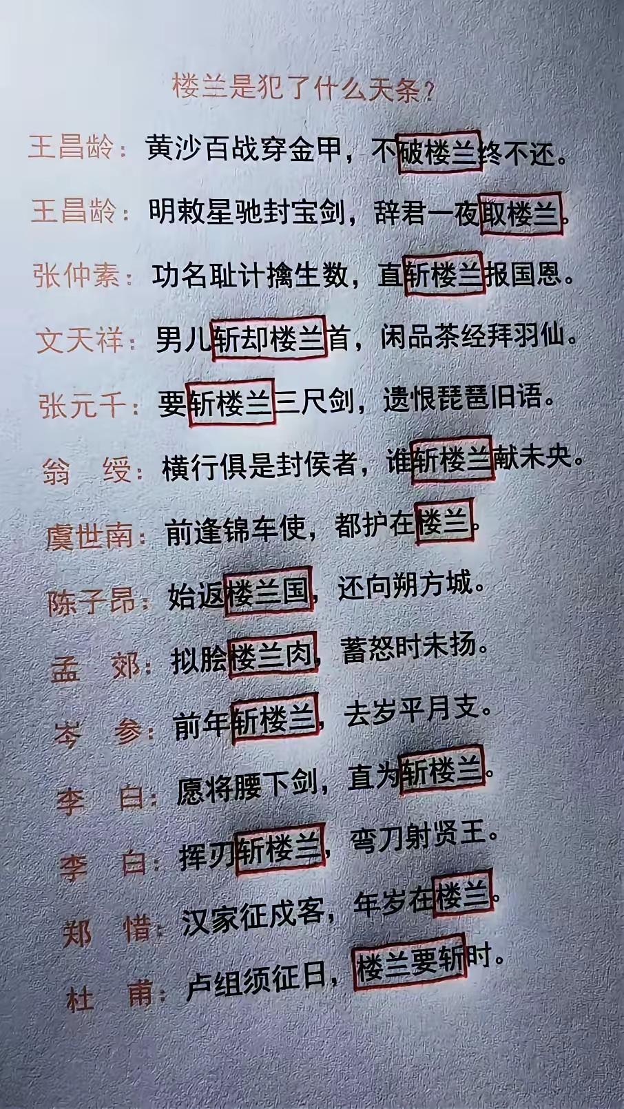 为什么这么多诗都要打楼兰，楼兰做了什么？