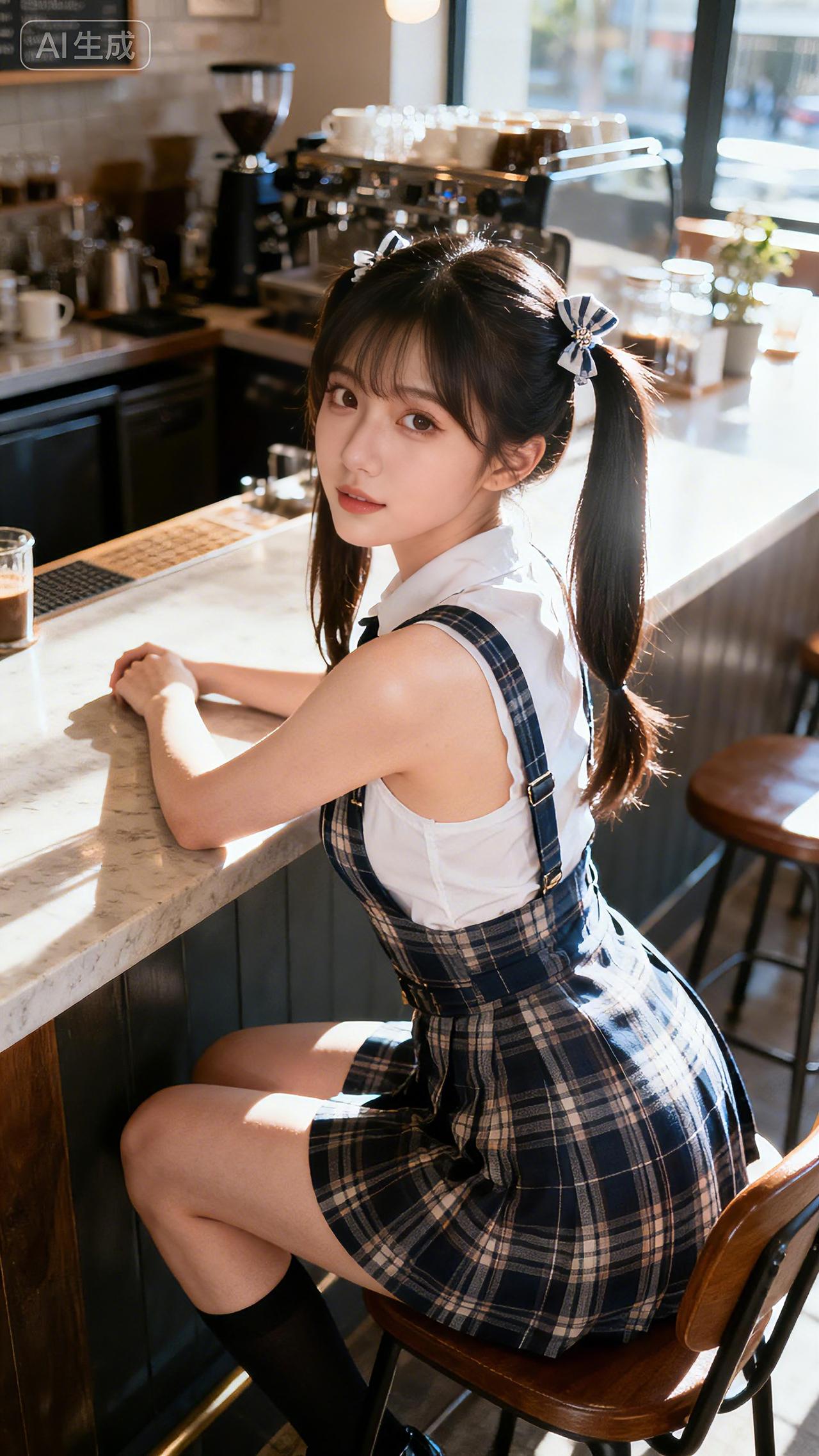 咖啡香里度晨光，格子裙边故事长。豆包壁纸