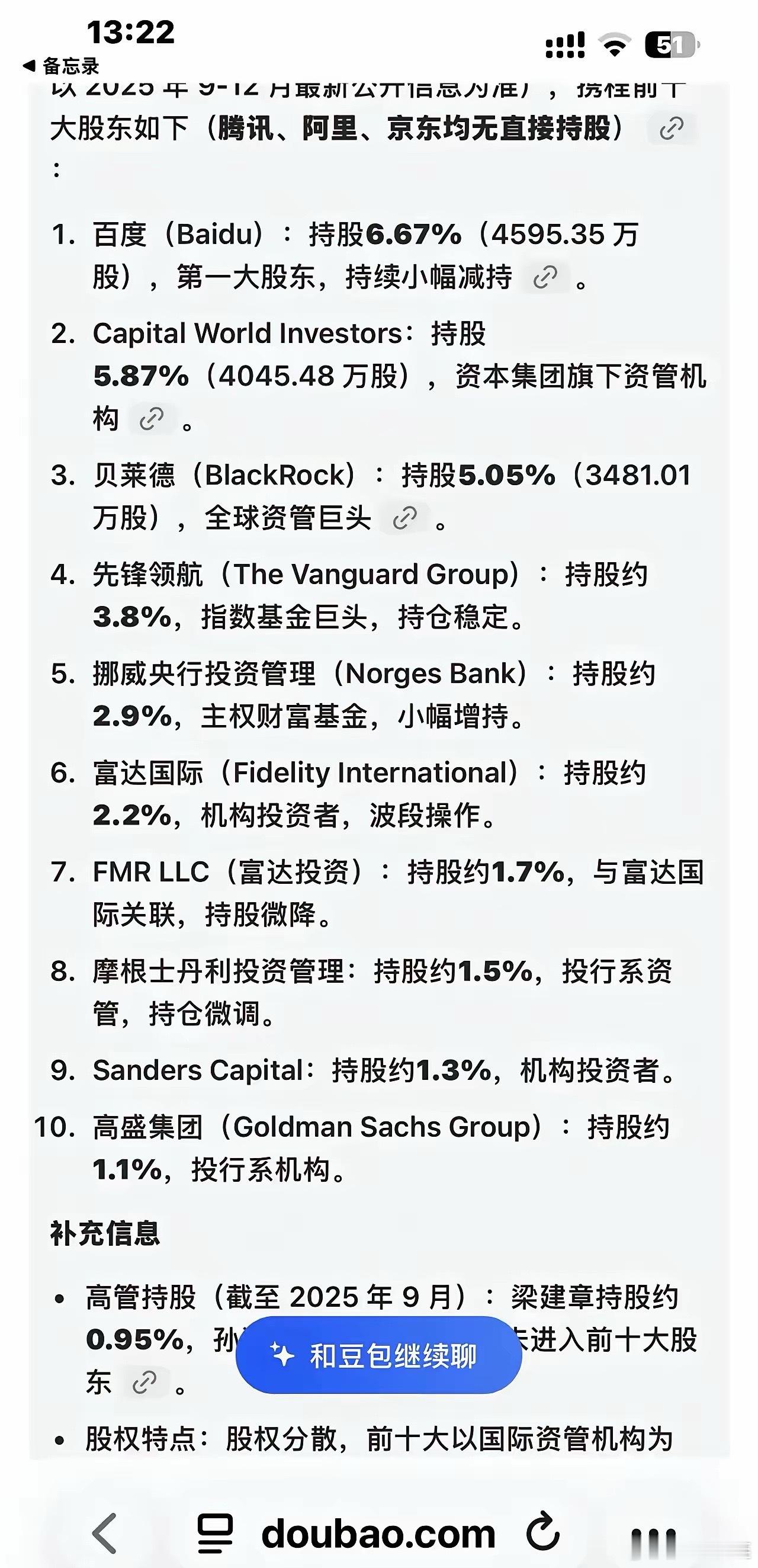 携程终于被立案调查了！前十大股东里面，只有百度是国内资本，剩余的都是外资持股，包