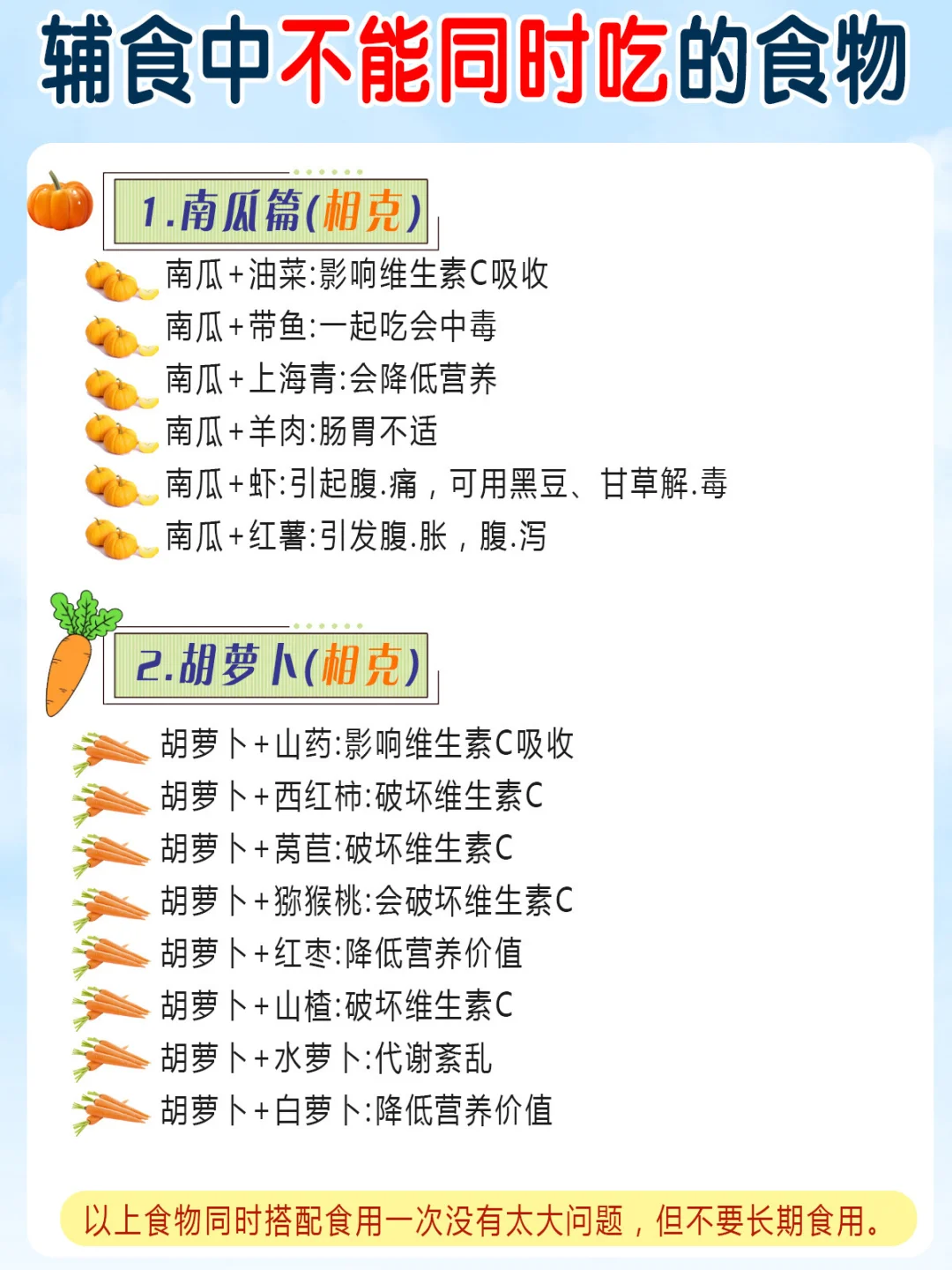 辅食添加不能同时吃的食物‼️这几种千万别试