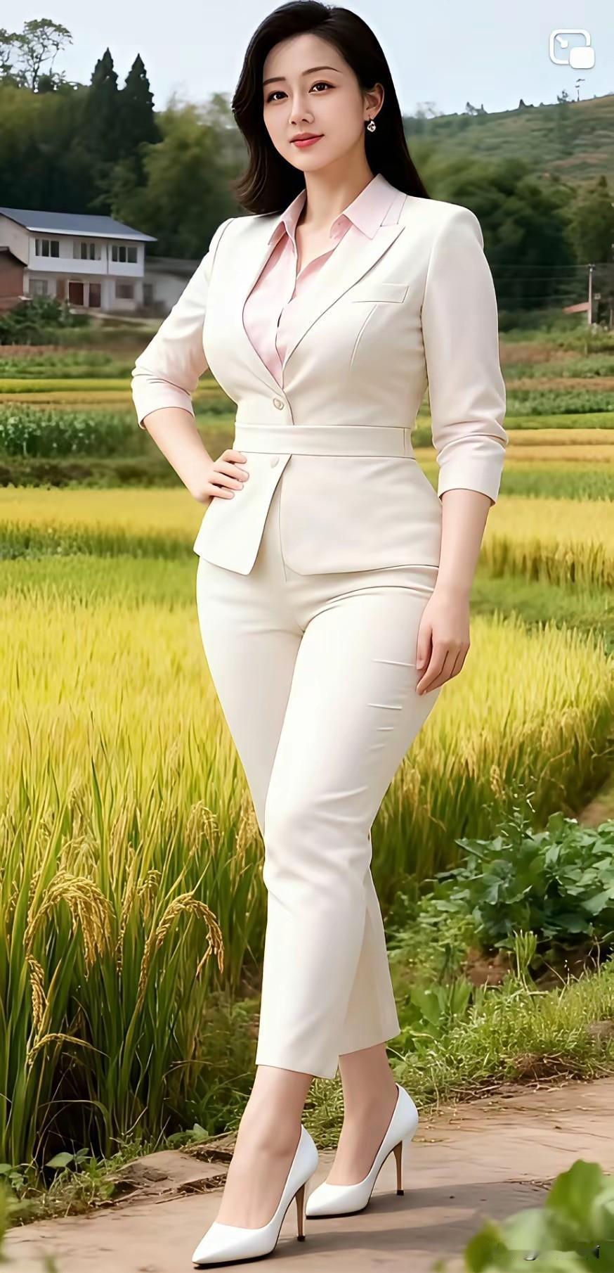 优雅职场风，田间小路上的时尚穿搭