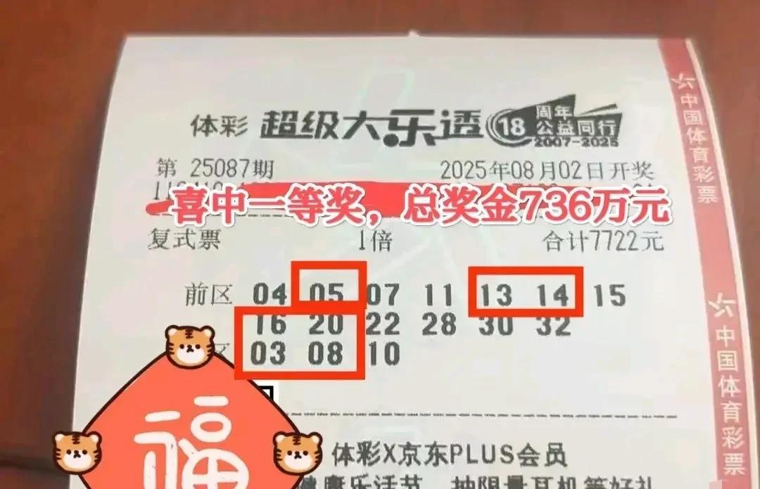 8月2日，大乐透开奖，信阳光山一位幸运儿中了一注一等奖和两注二等奖，共计736万