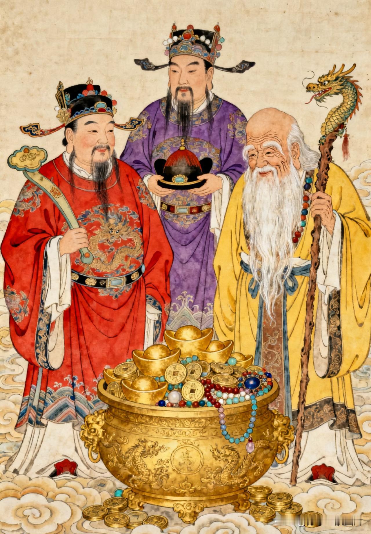 三星聚财福禄寿