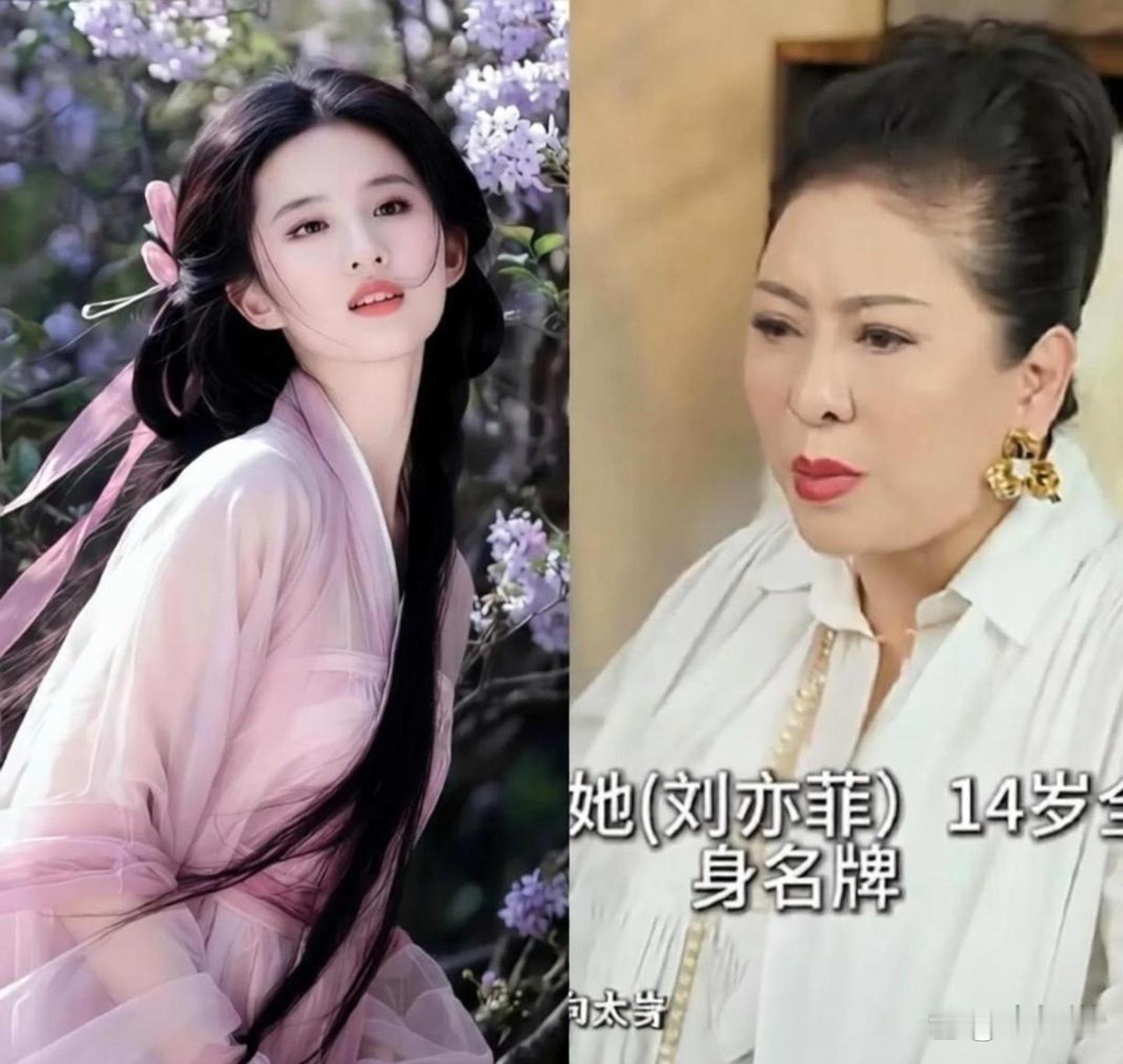 向大在节目里说：“刘亦菲在14岁的时候，就被她妈妈带来见我了！但我当时没有签她，因为她浑身名牌，张口