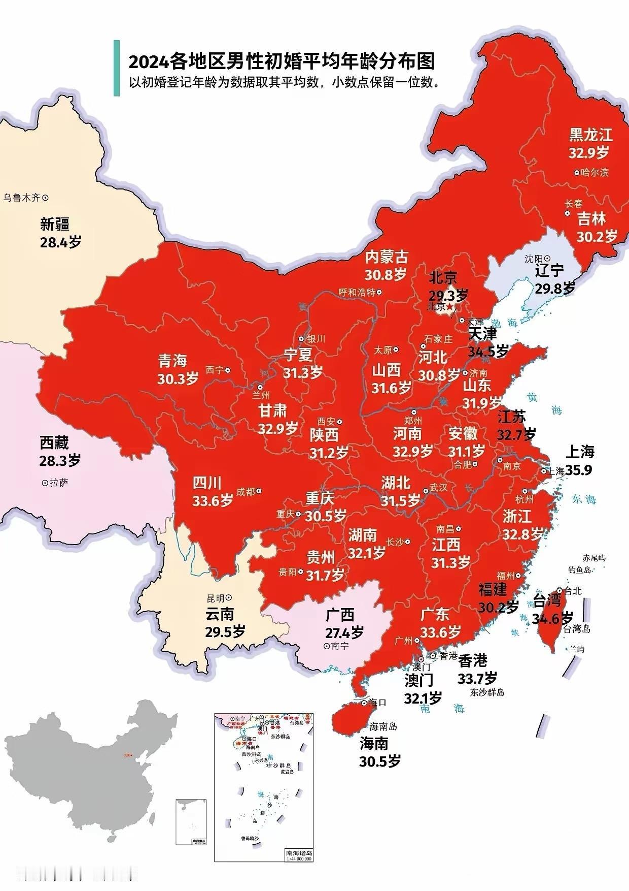 各省市男女初婚平均年龄如此大家30岁还没结婚应该不再焦虑了吧？