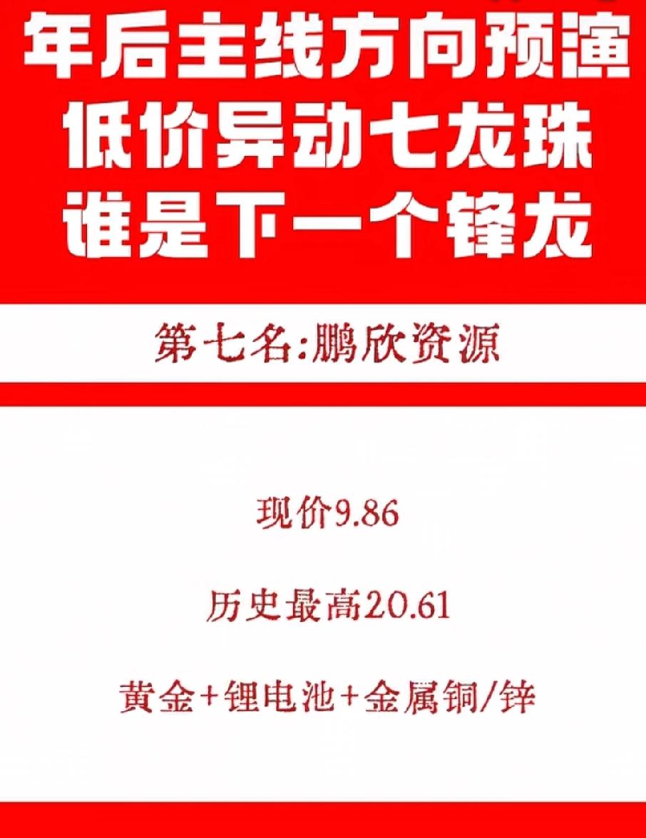年后主线方向预演：低价异动七龙珠，谁是下一个锋龙？年后市场主线已悄然浮现，这7