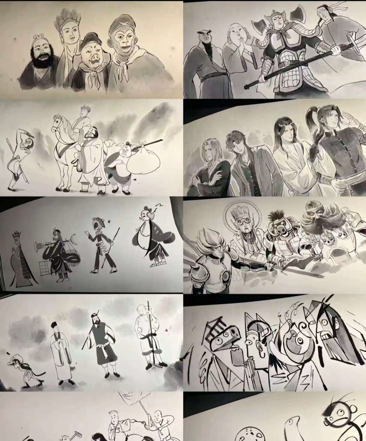 浪浪山的小妖怪灵魂画手🐔咯咯手中的唐僧师徒四人，形象在这一刻具象化，灵魂画