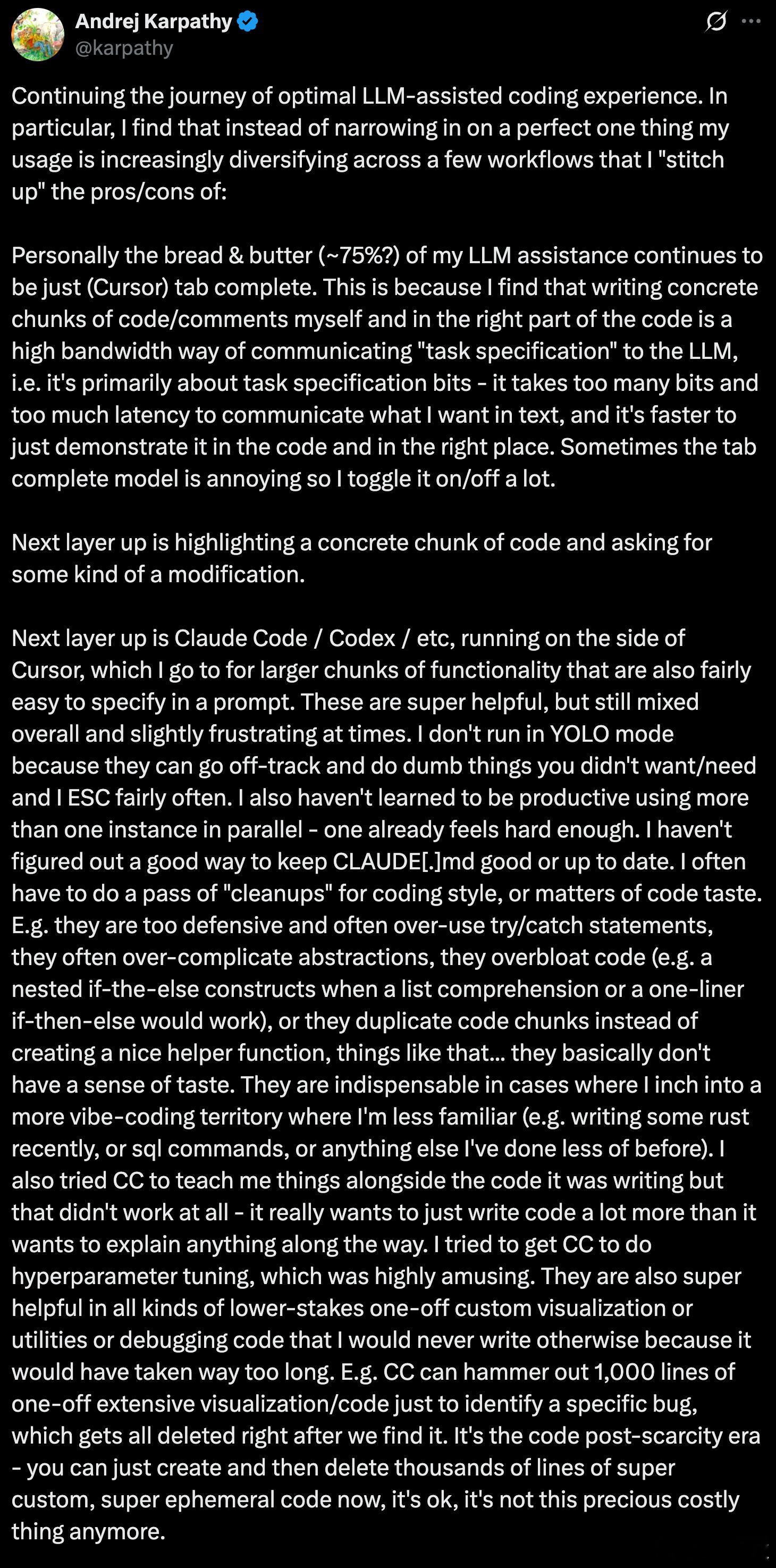 卡帕西分享VibeCoding指南卡帕西VibeCoding新心得大神卡帕西分享