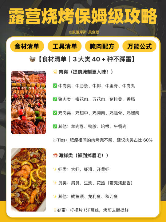 ⛺️食材工具清单 + 10 款封神腌肉配方