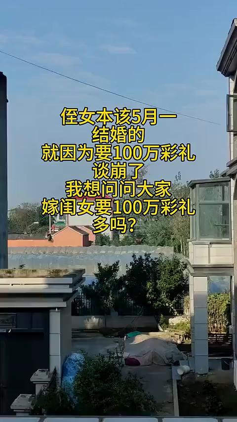 十万都有人嫌多，100万?天方夜谭吧！那嫁妆打算给多少？
