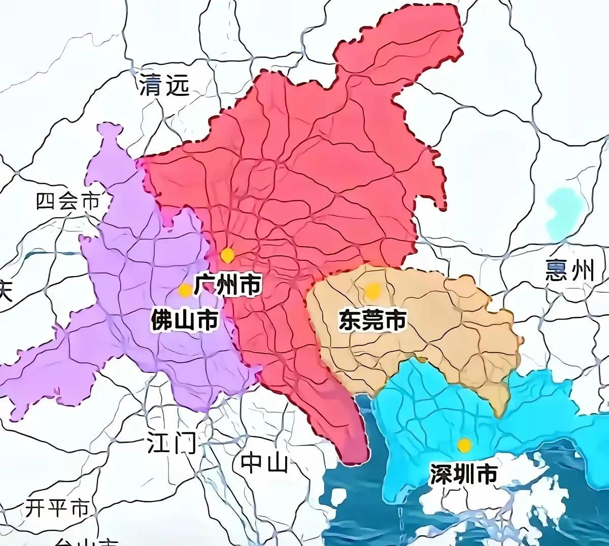 珠江口这个城市，大多数城市有出海口，香港和澳门就不必说了，深圳有很长的海岸