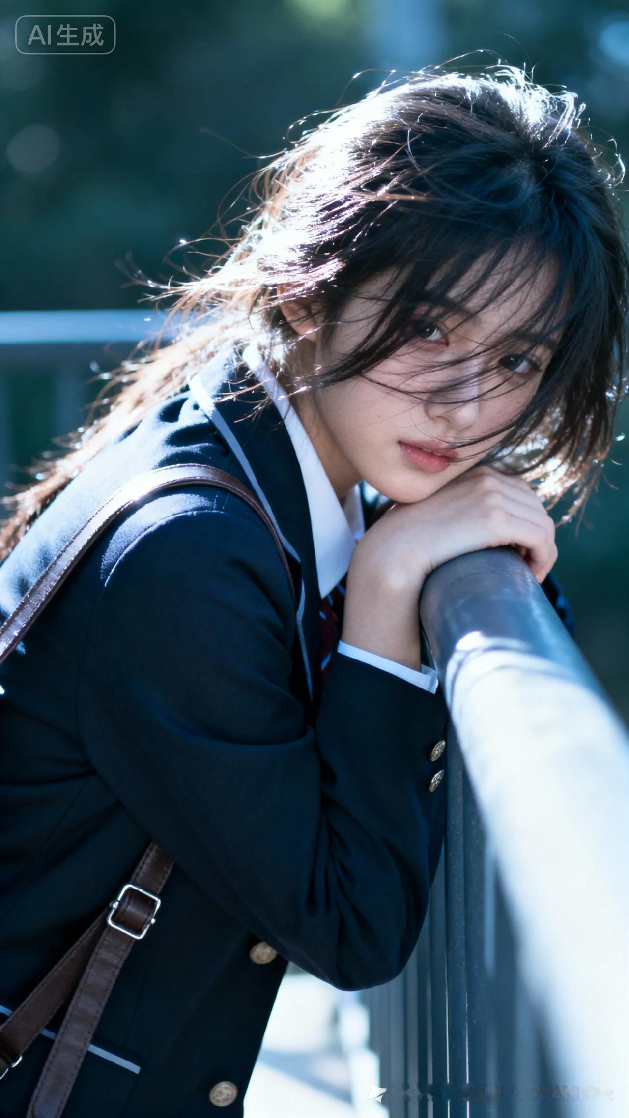 东方少女，乱发遮面，给人一种不一样的朦胧美。