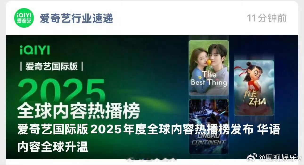 张凌赫爱你国际版华语剧集TOP12025全球热播华语剧集TOP10《爱你》to