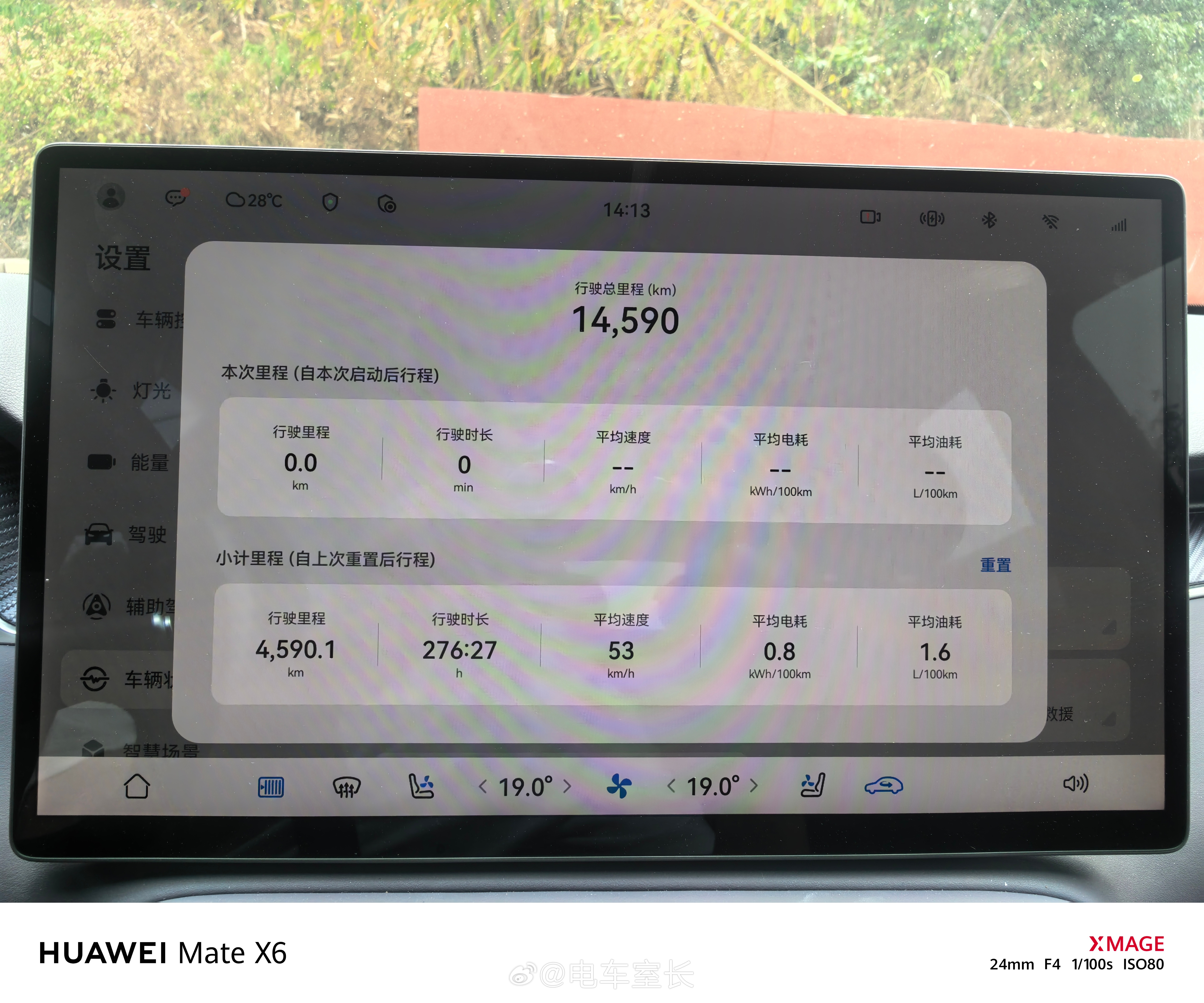 这趟出来开的是尚界H5看了下历史小计里程4590平均电耗0.8也就是基本没充过电