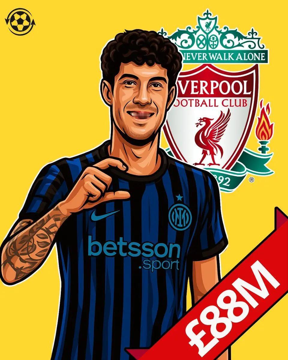 欧洲转会新闻播报！★防守为先！利物浦准备向国米报价8800万英镑，也就是1亿